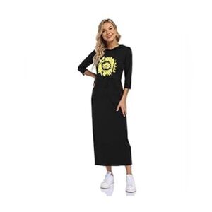 NWT MISSKY 2XL Women's Sunflower Casual Pocket Slim Pullover Maxi Hoodie Dress